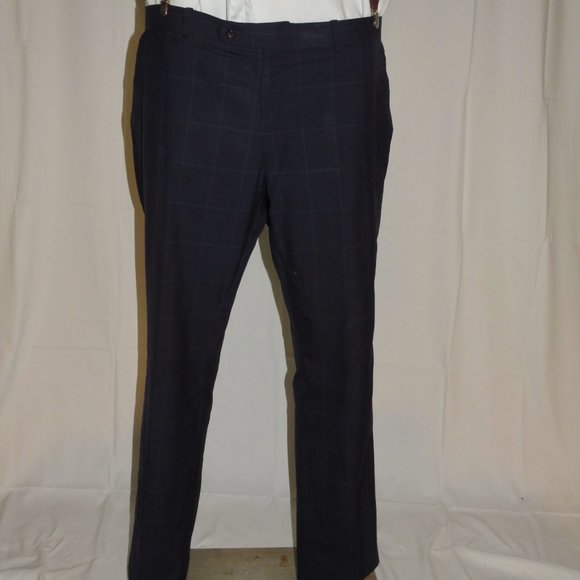 Trunk Club Custom Navy Blue Windowpane Flat Front Two Button Suit 44R - Picture 12 of 16